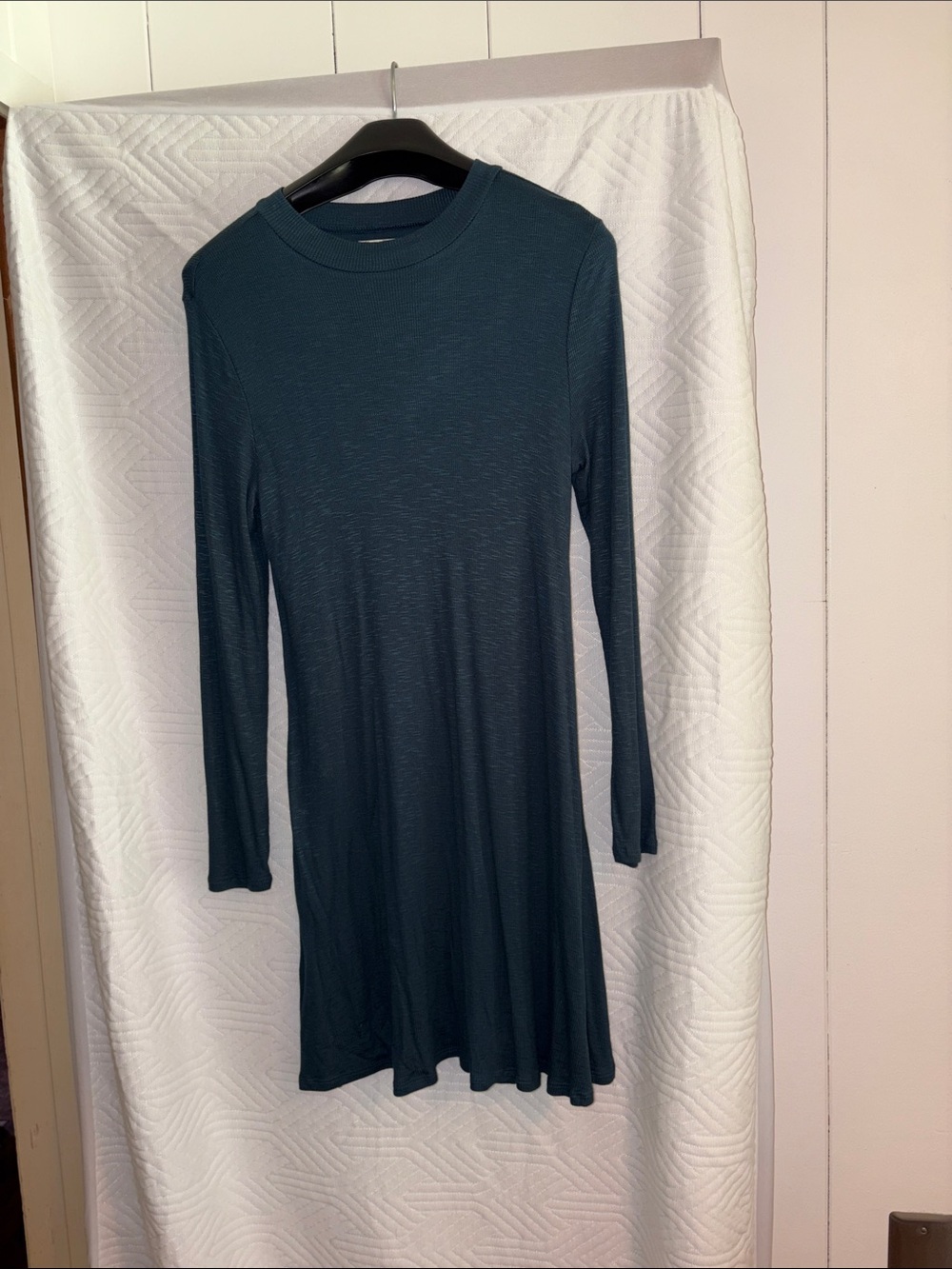 Maurices Long Sleeve Crewneck A-Line Dress in Deep Teal